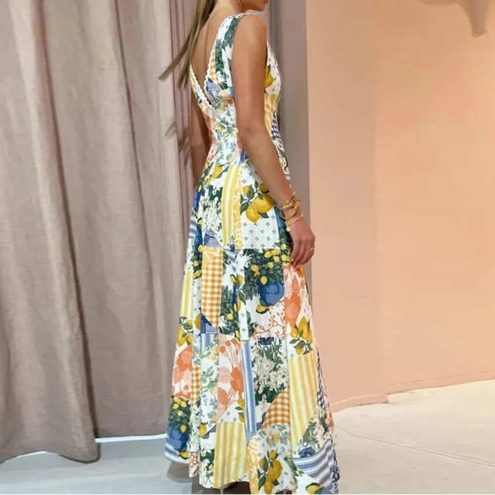 Amalfi Limicello Maxi Dress In All Over Print, A Line Maxi Dress - Picture 5 of 13